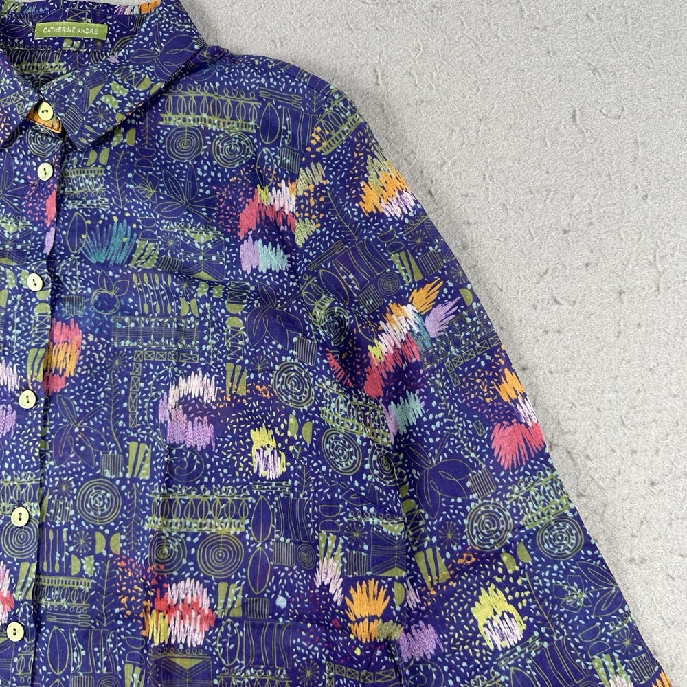 Catherine Andre Button Up Shirt 38 Purple‎ Art To Wear Lightweight Palette - Picture 3 of 16